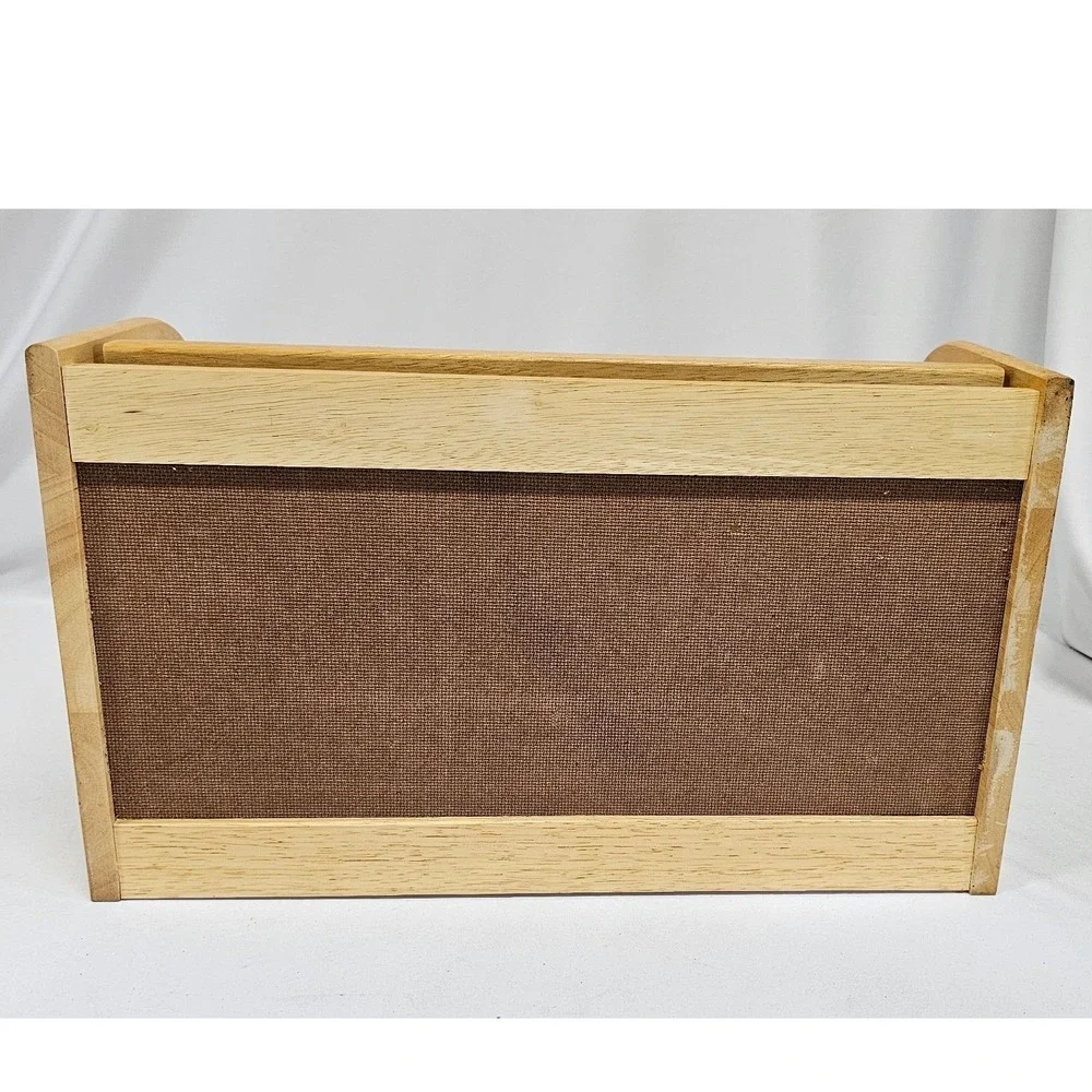 Vintage Wooden Roll Top Bread Box Natural Wood Kitchen Countertop Storage Bin